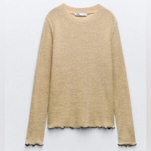 NWT Zara Beige Rolled Knit Sweater